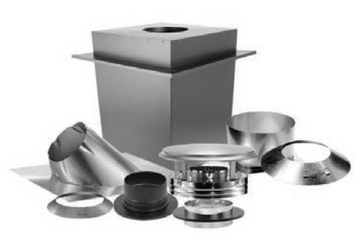 6" DuraPlus Basic Kit (includes: DVL/DuraBlack Chimney Adapter, Snap-Lock Adapter, 11" Square Ceiling Support Box w/built-in starter section and trim, Adjustable Flashing 0/12 - 6/12, Chimney Cap, Storm Collar,