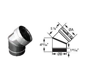 DuraVent 5" DuraLiner 45 Degree Stainless Steel Elbow (SW) - 5DLR-E45