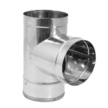 DuraVent 8'' DuraBlack Tee with Clean-Out Cap - Stainless Steel - 1855SS // 8DBK-TSS