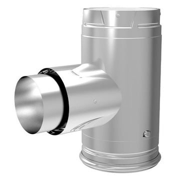 DuraVent PelletVent Pro Increaser Adapter Tee w/ Clean-Out Tee Cap - BLACK - 3PVP-TADX4B1