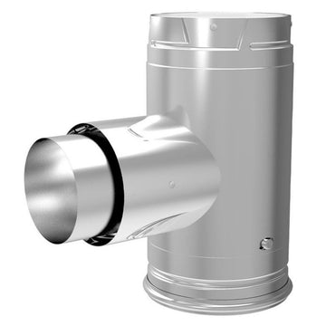 DuraVent 4'' PelletVent Pro Adapter Tee w/Clean-Out Tee Cap - Galvalume - 4PVP-TAD // 4PVP-TAD