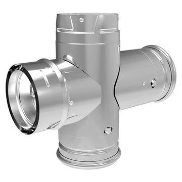 DuraVent 4'' PelletVent Pro Double Tee With Clean-Out Tee Cap - Black - 4PVP-DBTB // 4PVP-DBTB