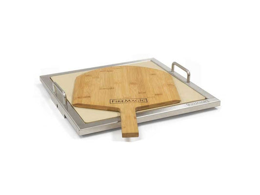 Pizza Stone Kit with Wooden Pizza Peel