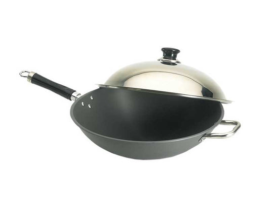 Wok 15” Hard Anodized with Stainless Steel Cover