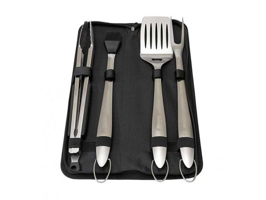 4 pc. Tool Set (tongs, basting brush, spatula, & meat fork in nylon case)