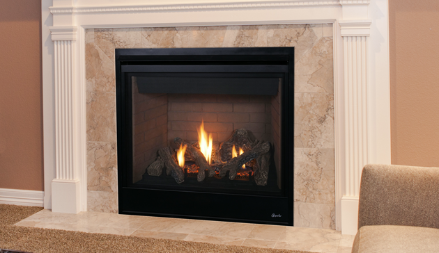 35" DV MV, Aged Oak Logs, Top/Rear