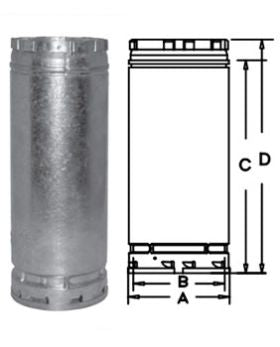 DuraVent 22" Round B-Vent 12" Length Pipe - 22BV12