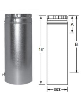 DuraVent 16" Round B-Vent 18" Adjustable Length Pipe - 16BV18A