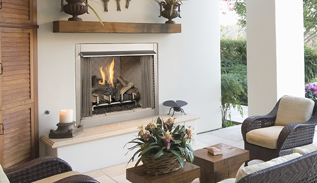 36" OD Fireplace, Electronic, White Stacked