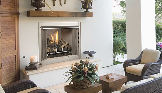 42" OD Fireplace, Electronic, White Stacked
