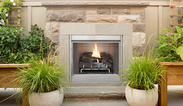 36" Outdoor/Indoor Firebox, White Herringbone