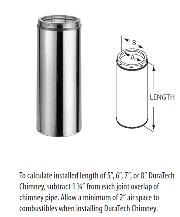 DuraVent 7'' x 36'' DuraTech Chimney Pipe - Galvalume - 9506GA // 7DT-36